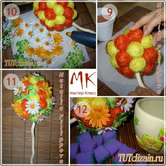 «Пасхальный» топиарий из сизалевых шариков «Пасхальный» топиарий из сизалевых шариков