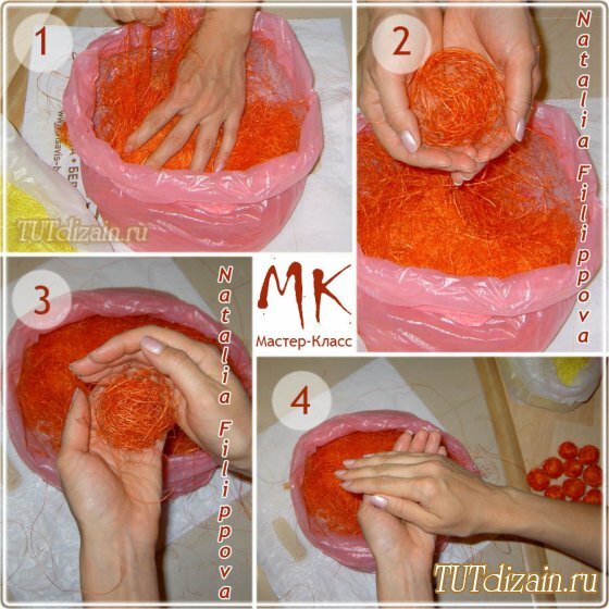 «Пасхальный» топиарий из сизалевых шариков «Пасхальный» топиарий из сизалевых шариков