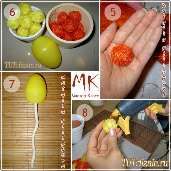 «Пасхальный» топиарий из сизалевых шариков «Пасхальный» топиарий из сизалевых шариков